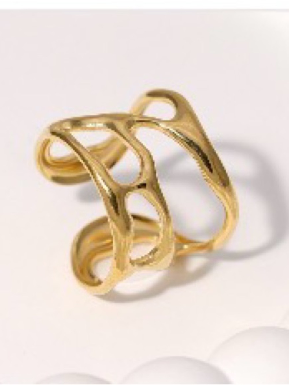 18k gold plated Elegant Openwork Gold-Tone Adjustable  modern Ring for Women